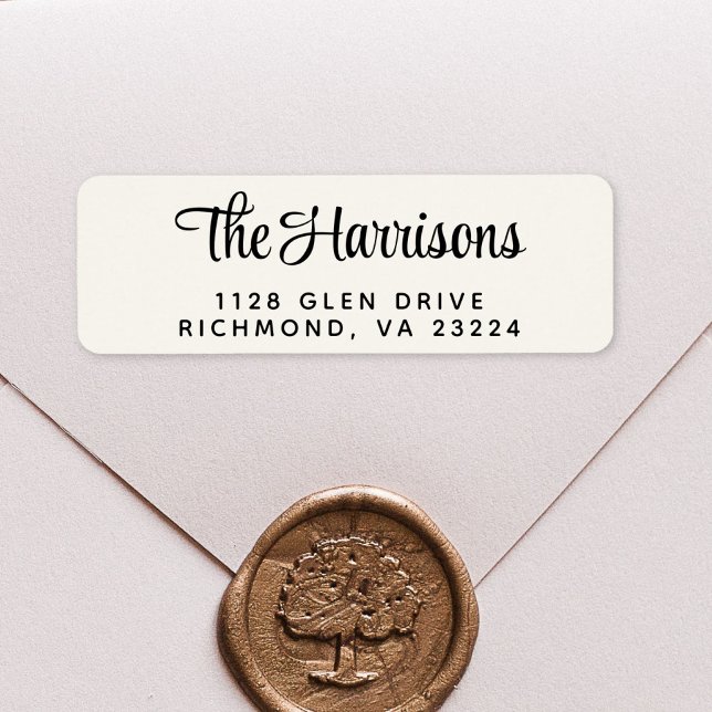 Modern Stylish Script Cream Return Address (Creator Uploaded)