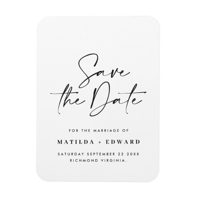 Modern stylish script elegant typography wedding magnet (Vertical)