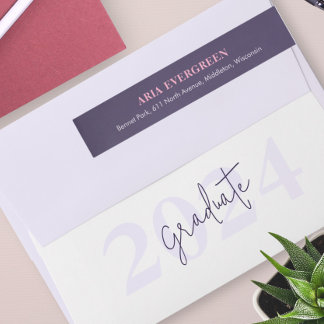 Modern Stylish Script Graduation Return Address Wrap Around Label