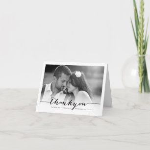Modern Stylish Script Photo Wedding Thank You Note Card