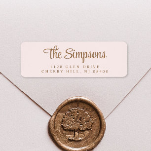 Modern Stylish Script Pink Gold Return Address