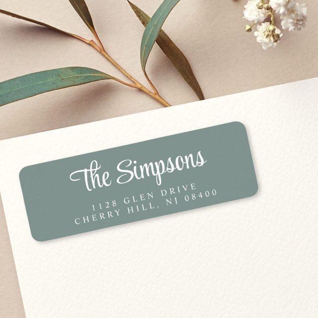Modern Stylish Script Sage Green Return Address (Creator Uploaded)
