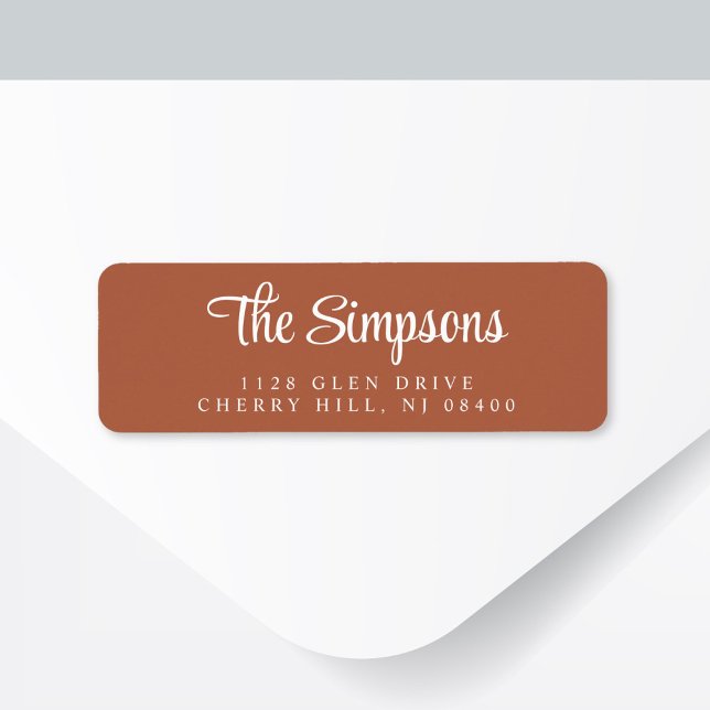 Modern Stylish Script Terracotta Return Address (Creator Uploaded)