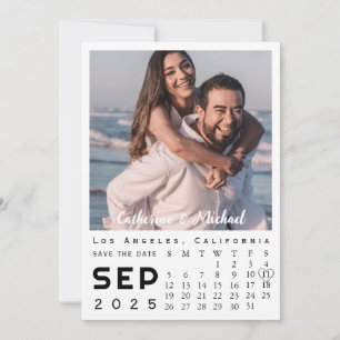 Modern Stylish Simple Photo Date Calendar Save The Date