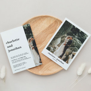 Modern Stylish Simple Right Photo Wedding  Invitation
