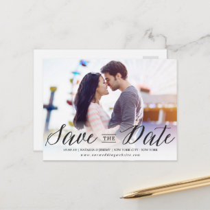 Modern Stylish Simple Script Photo Save The Date Announcement Postcard