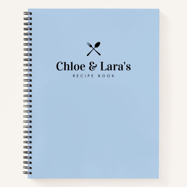 Modern Stylish Something Blue Bridal Shower Recipe Notebook (Front)