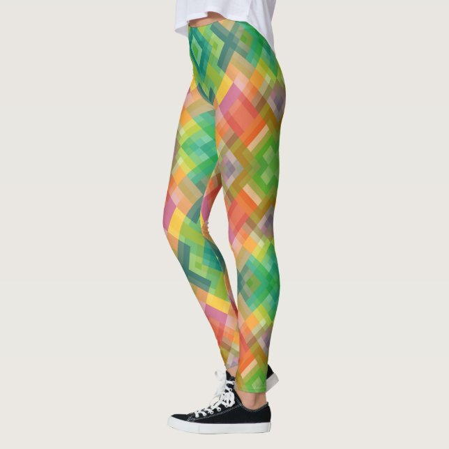 Modern Stylish Squares Triangles Polygon Pattern Leggings (Left)