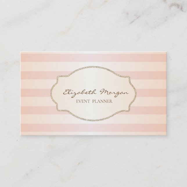 Modern Stylish Striped,,Gold Glitter  Frame Business Card (Front)