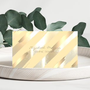 Modern Stylish,Stripes,Faux Gold Foil Brush Stroke Business Card