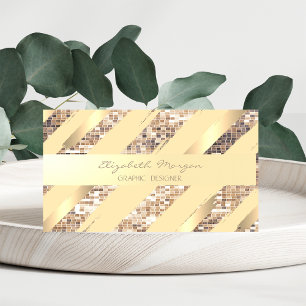 Modern Stylish ,Stripes,Faux Gold,Sequin Business Card