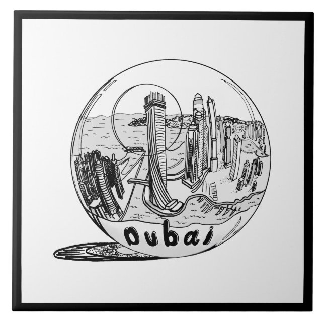 Modern Stylish Sydney Sity Black White Tile (Front)