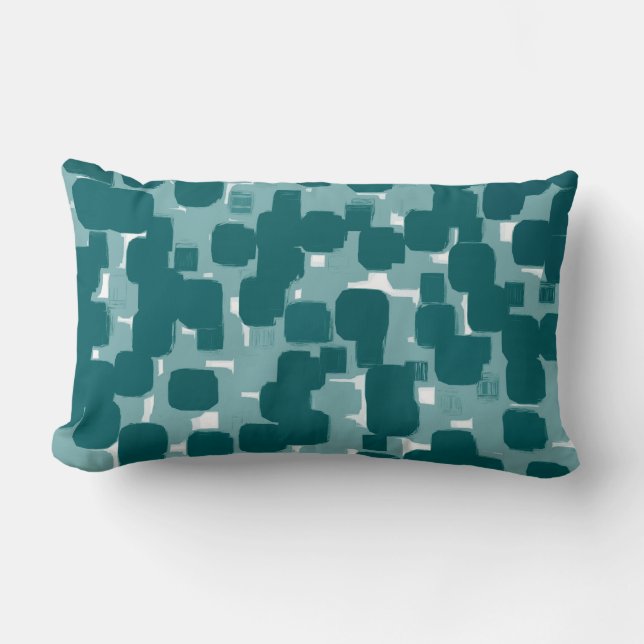 Modern Stylish Teal Abstract Pattern Lumbar Cushion (Front)