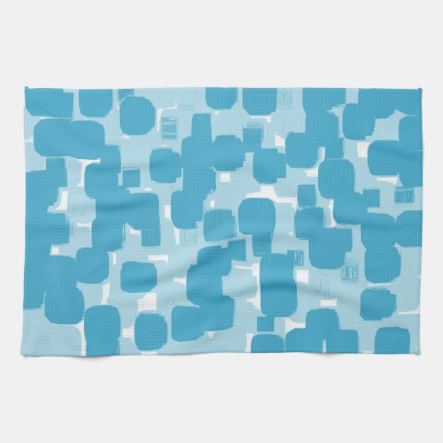 Modern Stylish Teal Abstract Pattern Tea Towel (Horizontal)