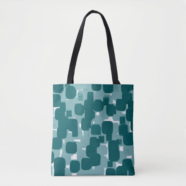 Modern Stylish Teal Abstract Pattern Tote Bag (Front)