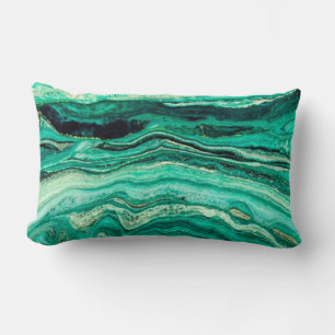 Modern Stylish Teal Turquoise Gold Faux Black Lumbar Cushion