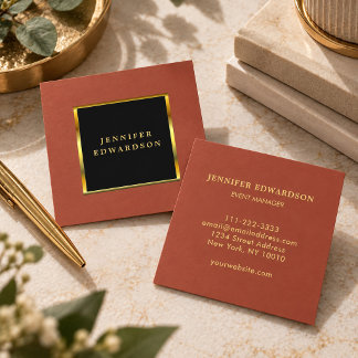 Modern stylish terracotta black gold professional square business card