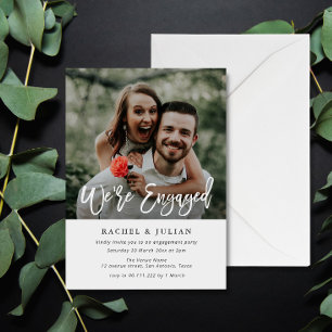 modern stylish text photo engagement party invitation