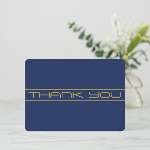 Modern Stylish Thank You   Gold Text & Navy Blue