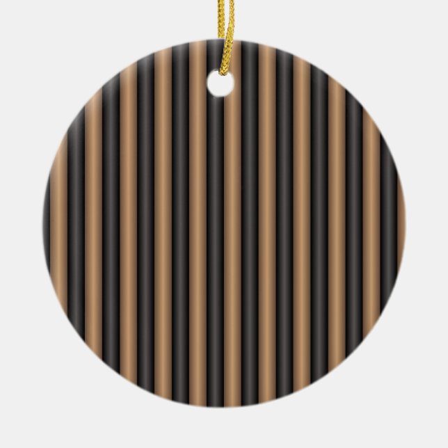Modern Stylish Toasted Brown Stripes with Depth Ceramic Tree Decoration (Front)