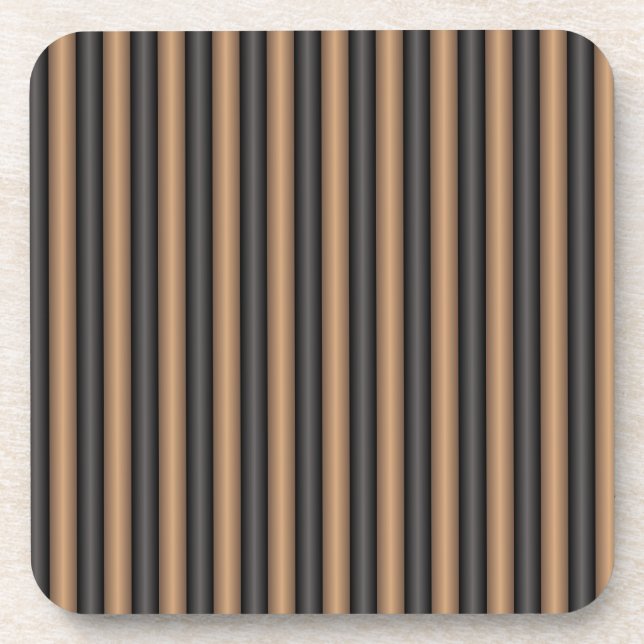 Modern Stylish Toasted Brown Stripes with Depth Coaster (Front)
