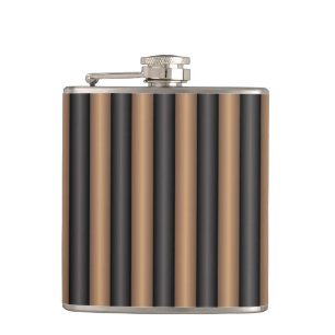 Modern Stylish Toasted Brown Stripes with Depth Hip Flask