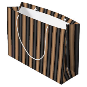 Modern Stylish Toasted Brown Stripes with Depth Large Gift Bag
