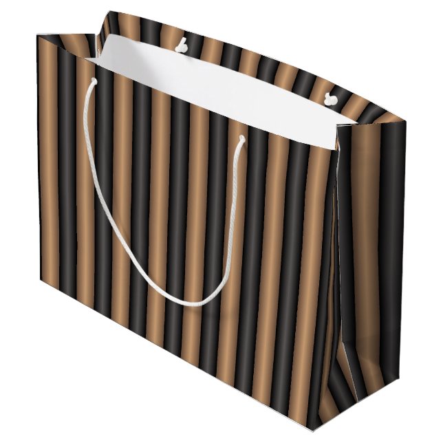 Modern Stylish Toasted Brown Stripes with Depth Large Gift Bag (Back Angled)