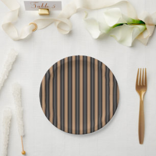 Modern Stylish Toasted Brown Stripes with Depth Paper Plate