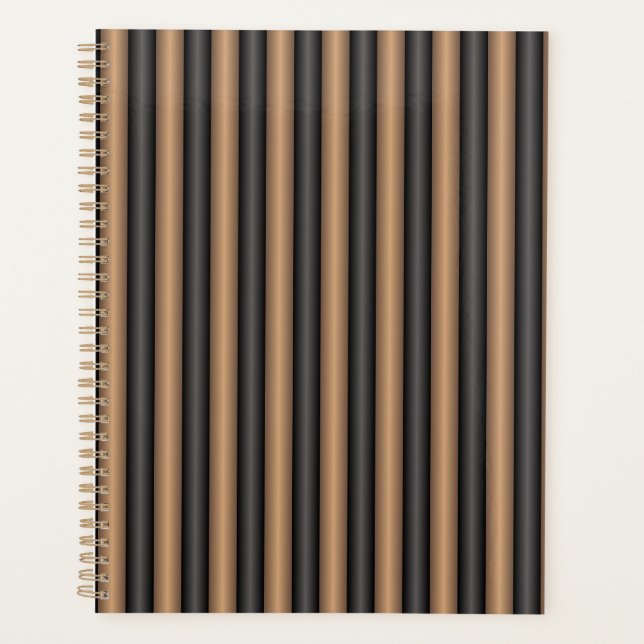 Modern Stylish Toasted Brown Stripes with Depth Planner (Front)