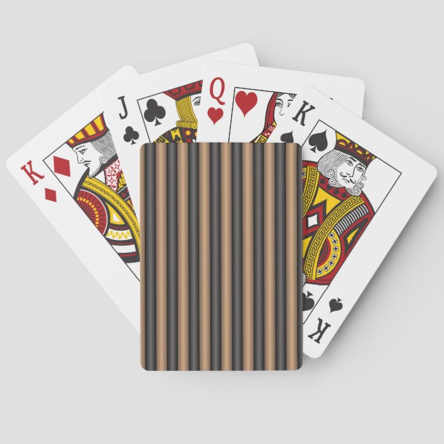Modern Stylish Toasted Brown Stripes with Depth Playing Cards (Back)