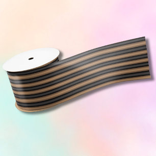 Modern Stylish Toasted Brown Stripes with Depth Satin Ribbon