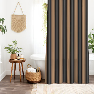 Modern Stylish Toasted Brown Stripes with Depth Shower Curtain