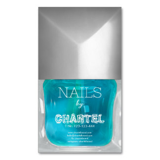 Modern stylish trendy neon blue nail polish chic magnetic business card