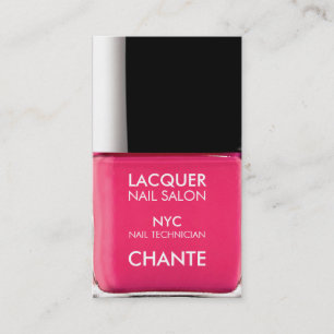 Modern stylish trendy neon pink nail polish chic business card