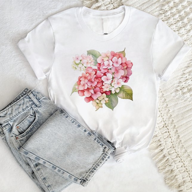 Modern stylish trendy Watercolor hydrangea flower T-Shirt (Creator Uploaded)