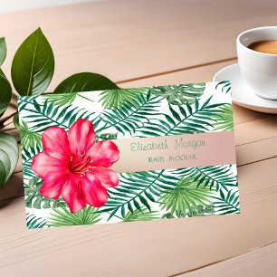Modern Stylish,Tropical Palm Leaves,Hibiskus Business Card