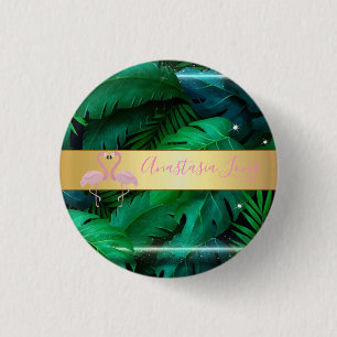 Modern Stylish,Tropical Palm Leaves,Pink 3 Cm Round Badge