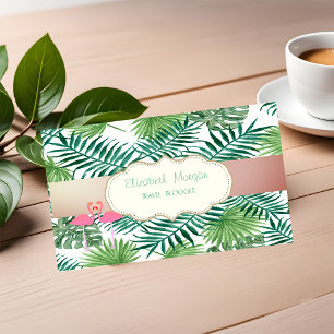 Modern Stylish,Tropical Palm Leaves,Pink Flamingos Business Card