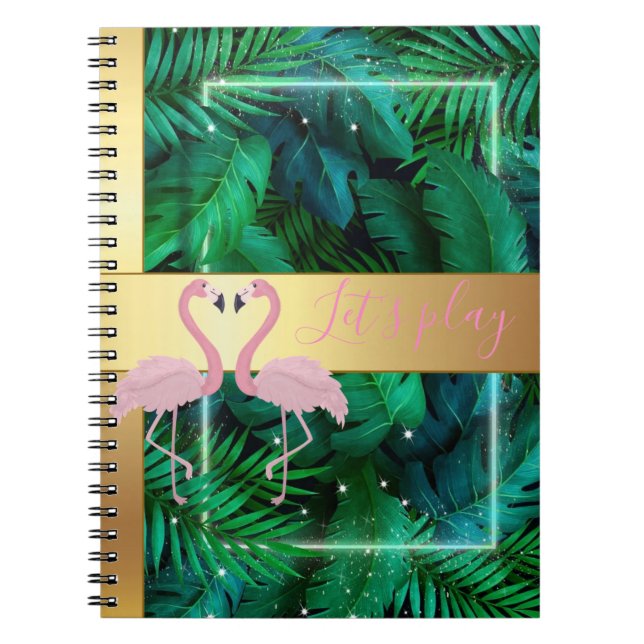 Modern Stylish,Tropical Palm Leaves,Pink  Notebook (Front)