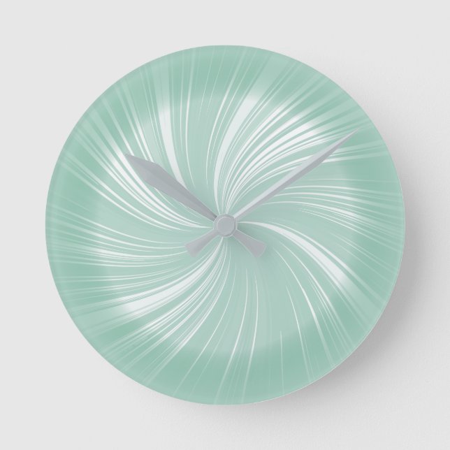 Modern Stylish Turquoise Radiant Twirl Pattern Round Clock (Front)