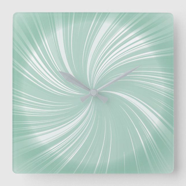 Modern Stylish Turquoise Radiant Twirl Pattern Square Wall Clock (Front)