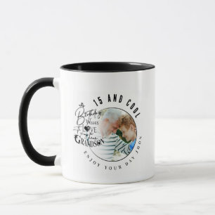 Modern Stylish Typography Grandson Birthday Photo Mug