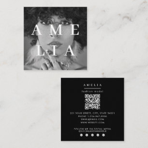 Modern Stylish Typography Minimalist Full Photo Square Business Card