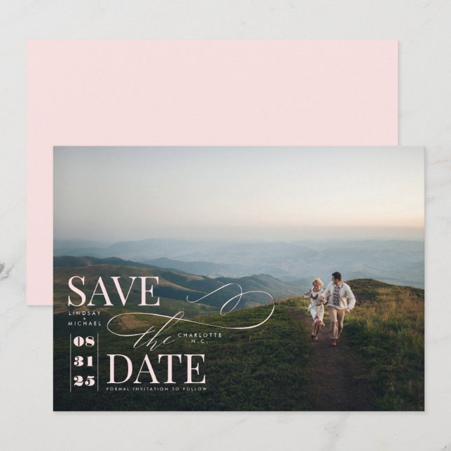 Modern Stylish Typography Save the Date Photo (Front/Back)