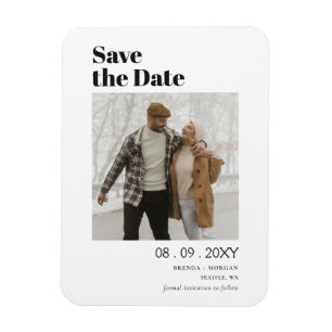 Modern Stylish Typography Save the Date Photo Magnet