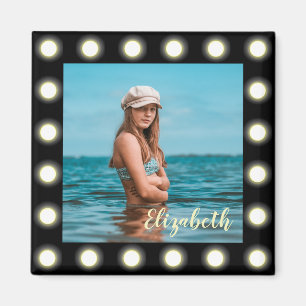 Modern Stylish Unique Black Square Photo Frame Magnet