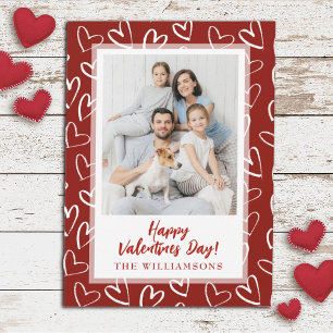 Modern Stylish Valentines Day Family Photo Holiday Card