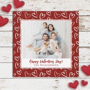 Modern Stylish Valentines Day Family Photo Holiday Card