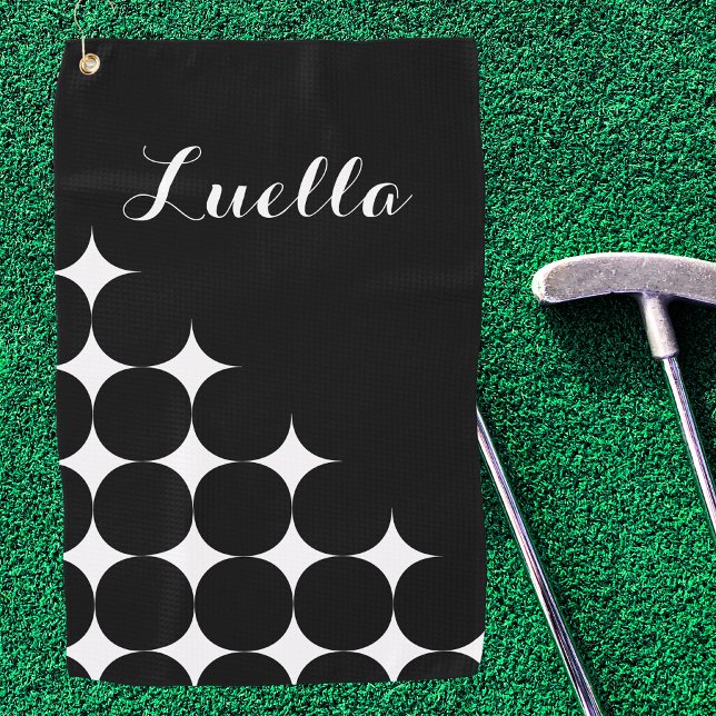 Modern Stylish Vintage Black & White  Golf Towel (Creator Uploaded)